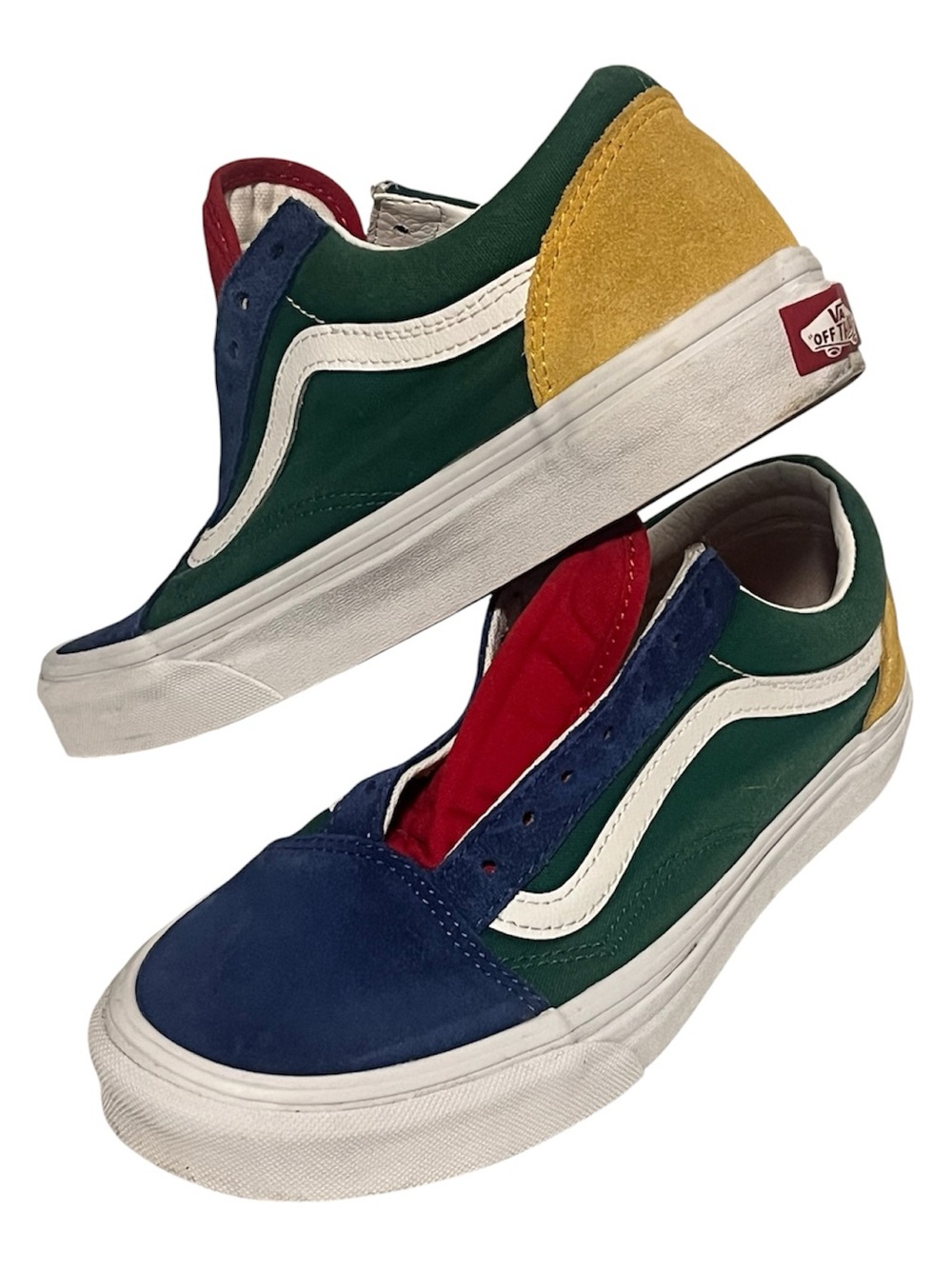 Vans Kids Multicolor Low-Top Sneakers — Green, Blue, Yellow, Red, Men's 6.0 W7.5